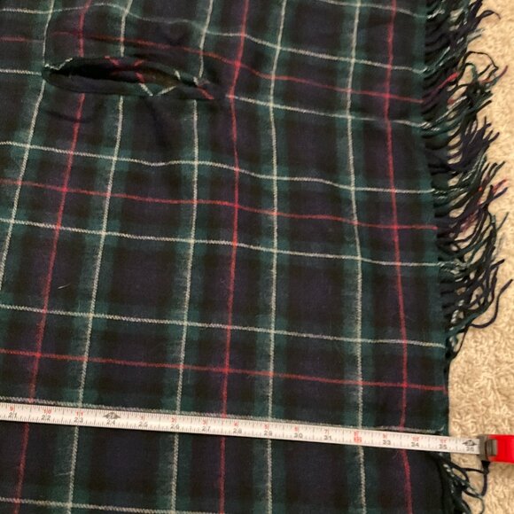 J.Crew plaid cape scarf. Color: Navy, Green, Red. Item # H0130.  80"H x 27.5"W. - Picture 5 of 10